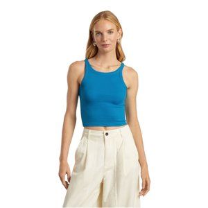 Everlane Pima Micro-Rib Short Tank - XL - Cropped - Horizon Blue - EUC